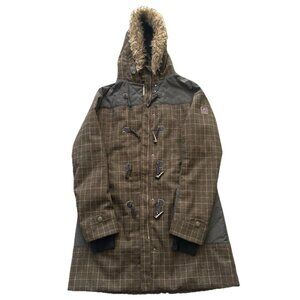 VTG. Sierra Designs Women’s Sz. LG Himalayan Brown Tweed  & Faux Fur Hood Coat